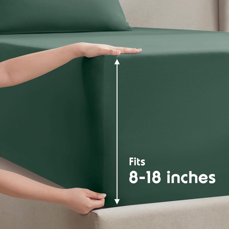 Nestl King Sheet Set - Luxury 1800 Ultra-Soft Microfiber King Bed Sheets - Double Brushed - Deep Pockets - Easy Fit - 4 Piece Set - Bedding Sheets & Pillowcases (King, Dark Green) - Image 4